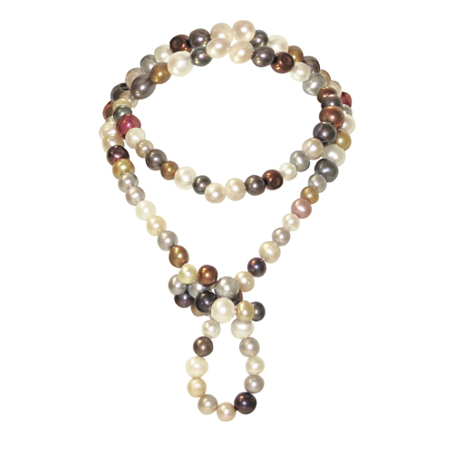 36in Multi-Colore  Multi-Size Freshwater Off-Round Pearl Endless Necklace 8-11mm