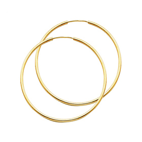 Polished Endless Large Hoop Earrings - 14K Yellow Gold 1.5mm x 2 inch