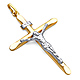 Large Tapered Crucifix Pendant in 14K Two-Tone Gold - Classic thumb 0