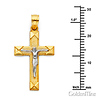 Small Contemporary Rectangular Crucifix Pendant in 14K Two-Tone Gold thumb 1