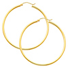 Polished Hinge Extra Large Hoop Earrings - 14K Yellow Gold 2mm x 2.6 inch thumb 0