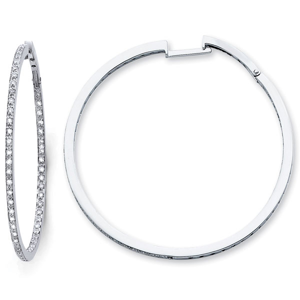 14K Diamond Hoop Earrings 1.30ct