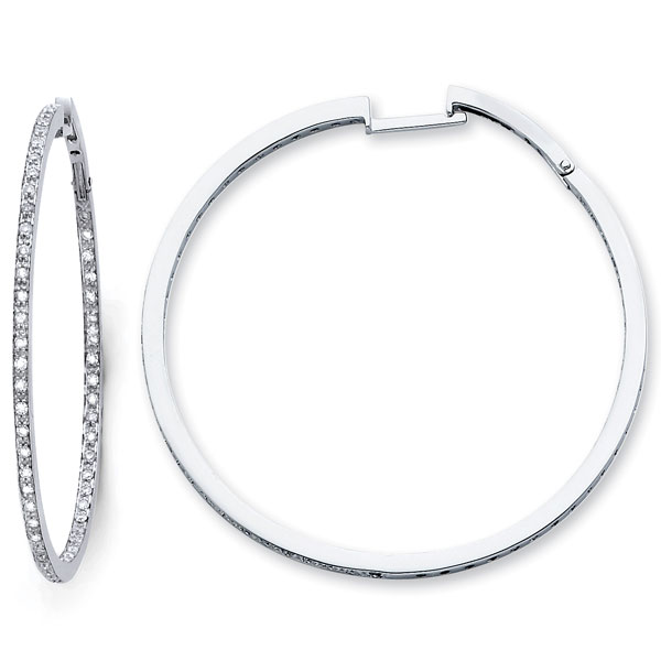 14K Diamond Hoop Earrings 1.06ctw