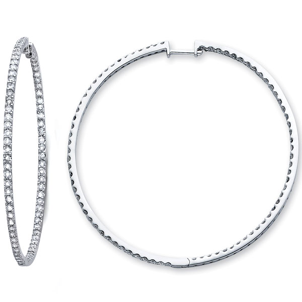 14K Diamond Hoop Earrings 2.10ctw