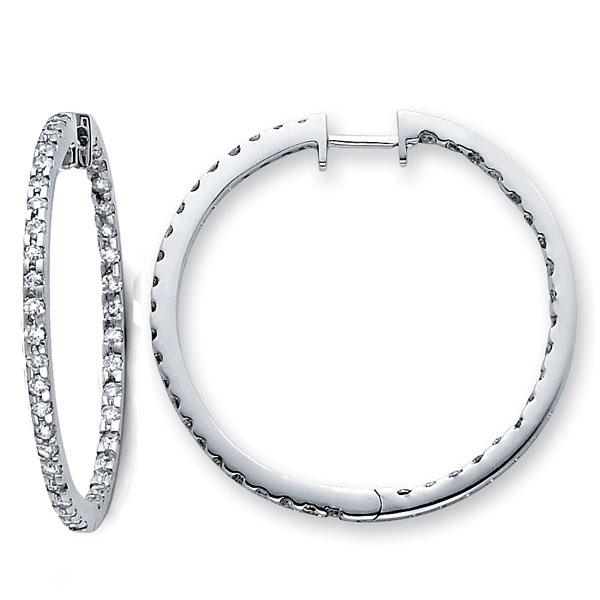 14K Diamond Hoop Earrings 1.15ctw