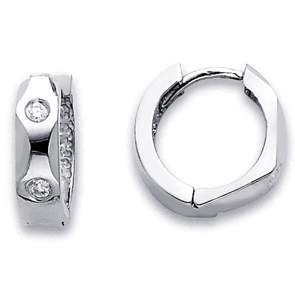 14K Huggy Style Diamond Earrings .19ctw