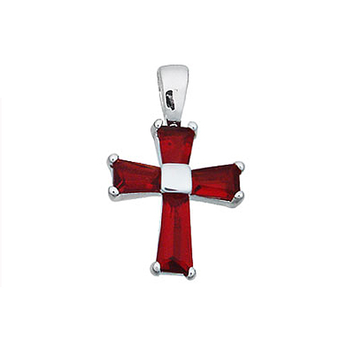 Silver CZ Birthstone Cross