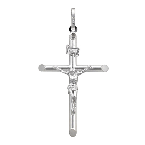 Fancy 14k White Gold Crucifix