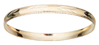 Solid 14k Leaf Bangle