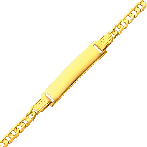 3.0mm Concave Curb 14K Yellow Gold Baby ID Bracelet