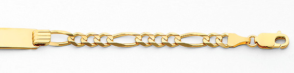 14K Yellow Gold 5.0mm Mens ID Figaro Bracelet with Lobster Claw Clasp - 7.5 Inch