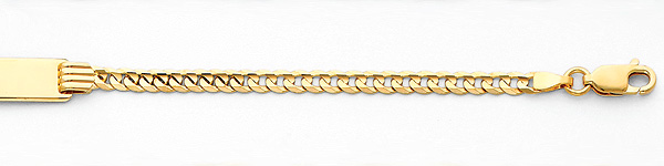14K Yellow Gold 3.0mm Mens ID Concave Curb Bracelet with Lobster Claw Clasp - 7.