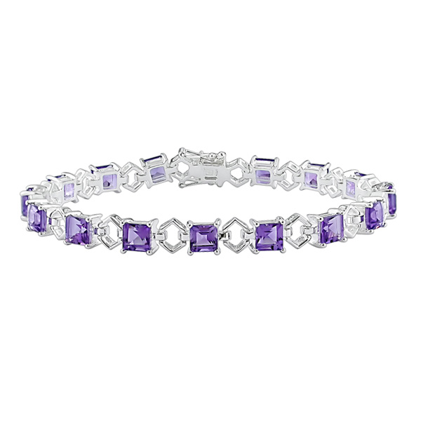 Sterling Silver 9.75 CT TGW Amethyst Bracelet