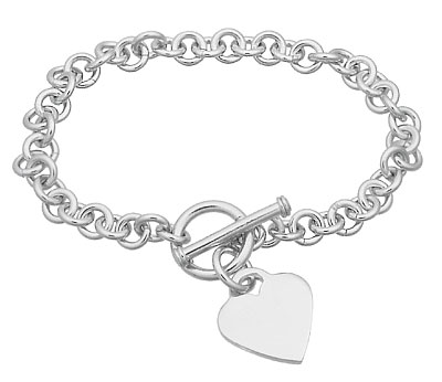 Silver Heart Tag Bracelet