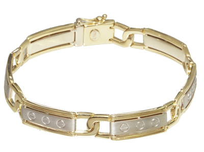 14K Two Tone Gold Mens Fancy Bracelet
