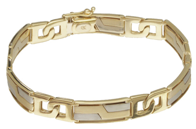14K Two Tone Gold Mens Fancy Bracelet