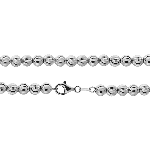 6mm 10K White Gold Men's Moon Cut Chain Necklace 24-40in