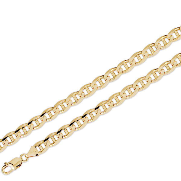 8mm 14K Yellow Gold Men's Mariner Chain Necklace 22-26in