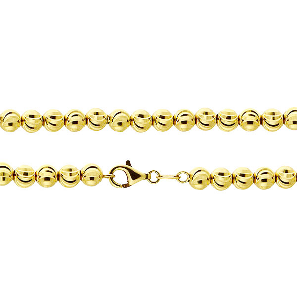 6mm 10K Yellow Gold Moon Cut Chain Necklace 30-40in
