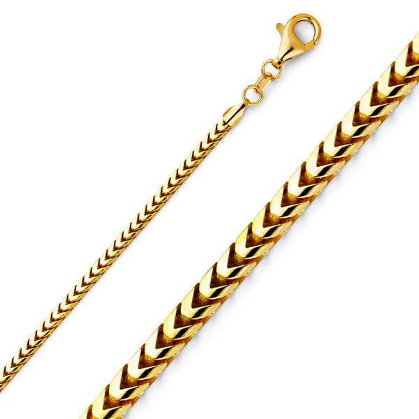2.5mm 14K Yellow Gold Franco Chain Necklace 16-30in