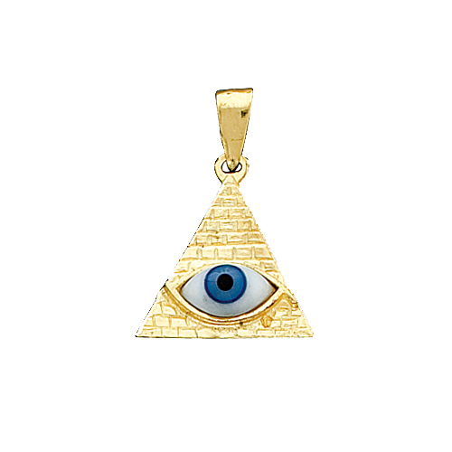 14K Pyramid Evil Eye Charm