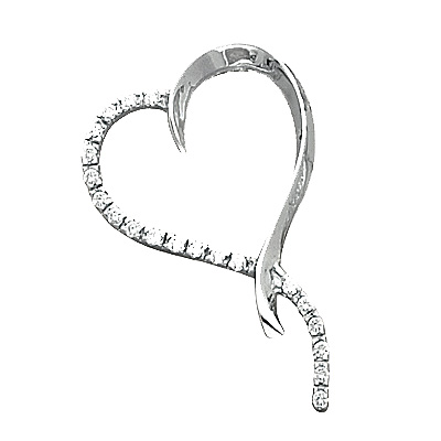 14k White Gold Cubic Zirconia Charm