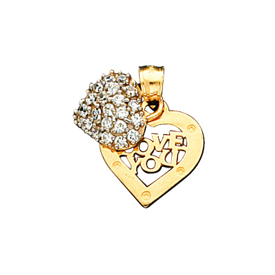Cubic Zirconia Reveal I Love You Charm