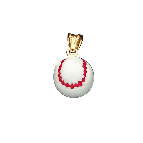 14K Gold Enamel Baseball Charm