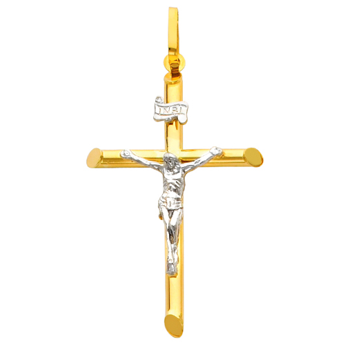 Large 14K Two Tone Gold Crucifix