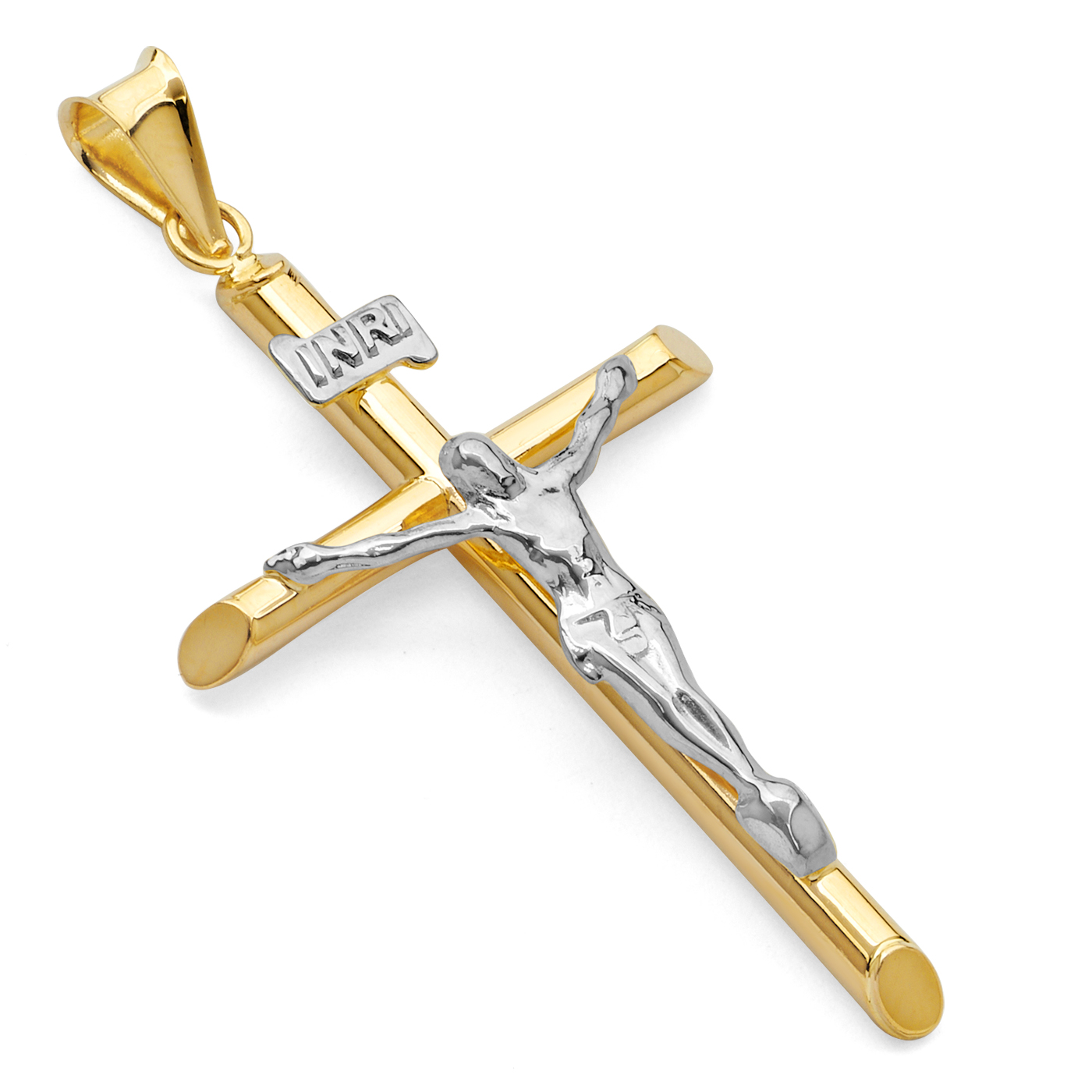 Medium 14K Two Tone Gold Crucifix