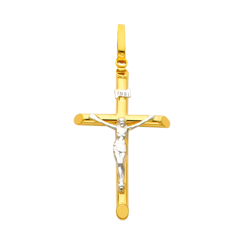 Small 14K Two Tone Gold Crucifix