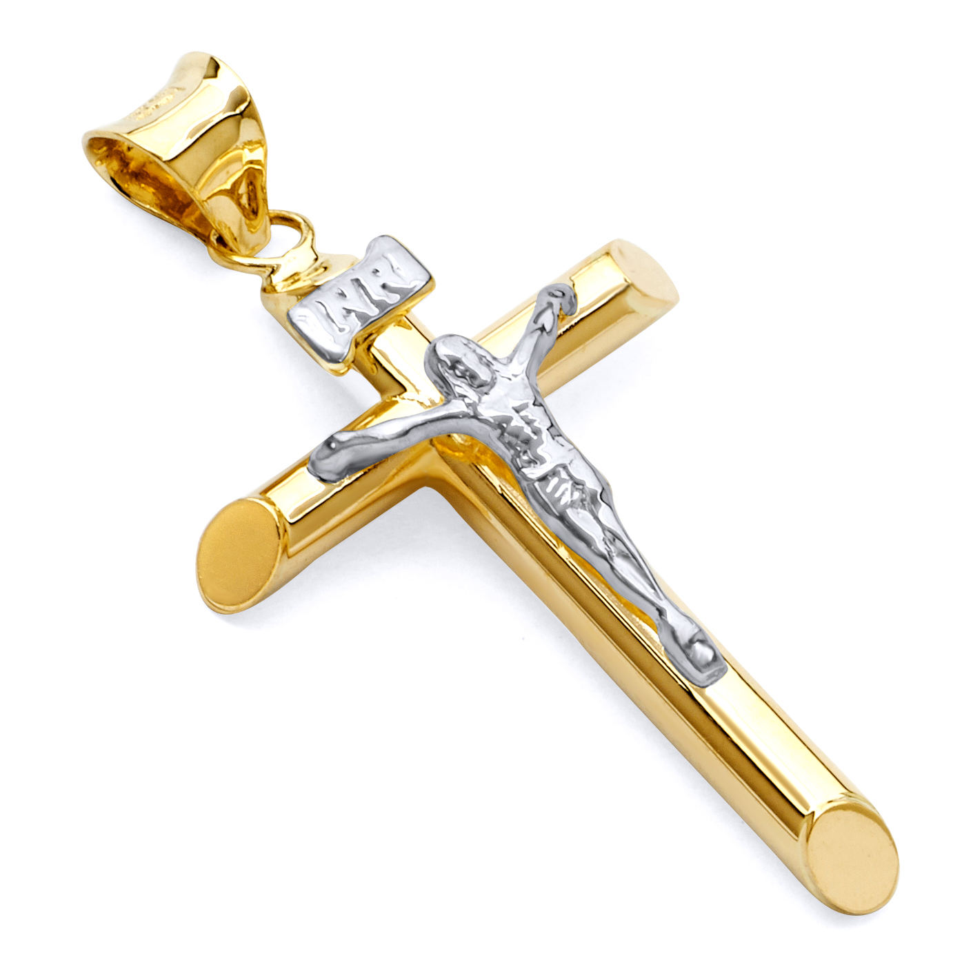 Mini 14K Two Tone Gold Crucifix