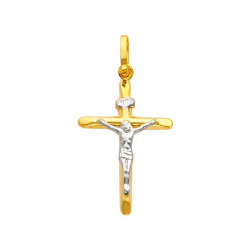 Mini 14K Two Tone Gold Slender Crucifix