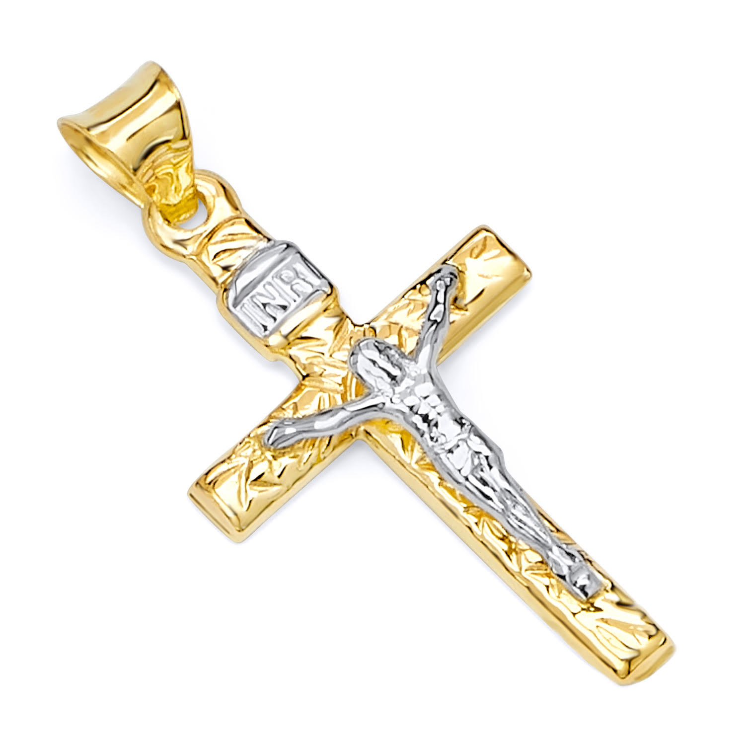 Small 14K Two Tone Gold Italian Crucifix