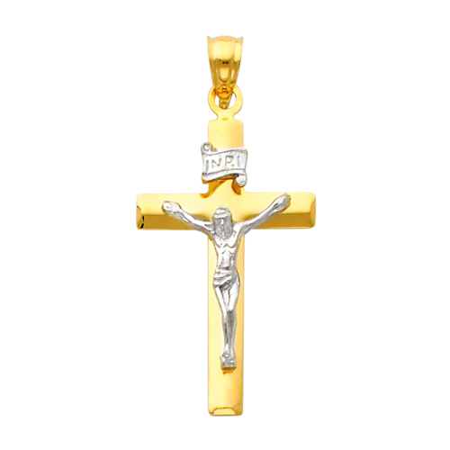 Large 14K Two Tone Gold Italian Crucifix