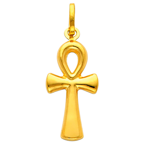14K Yellow Gold Religious Medium Ankh Cross Charm Pendant