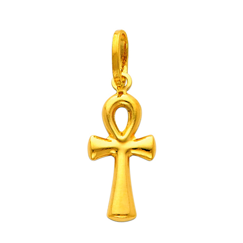 14K Yellow Gold Religious Small Ankh Cross Charm Pendant