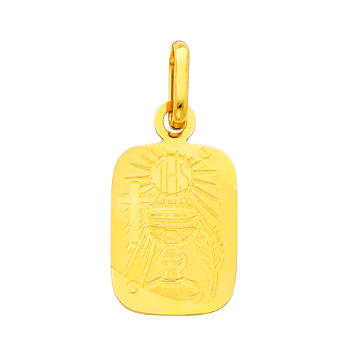 14K Yellow Gold Religious Communion Charm Pendant