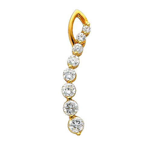 14K Yellow Gold CZ Cubic Zirconia Italian Horn Charm Pendant