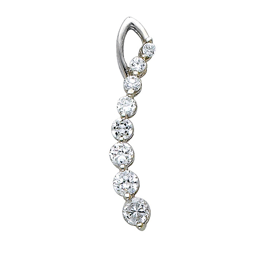 14K White Gold CZ Cubic Zirconia Italian Horn Charm Pendant