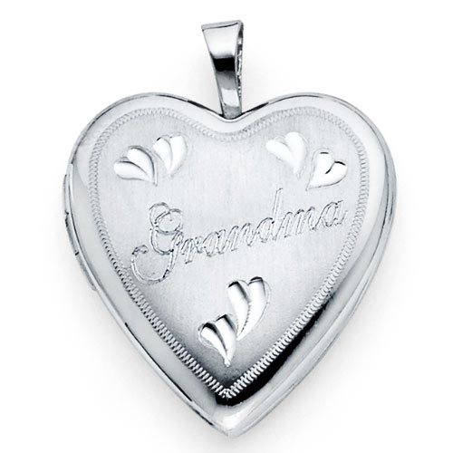 Engraved Grandma Heart Locket in Sterling Silver - Small