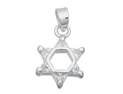 Silver CZ April Birthstone Star of David