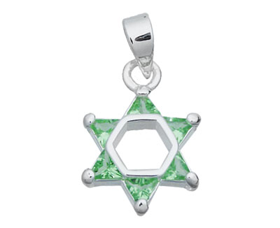 Silver CZ August Birthstone Star of David
