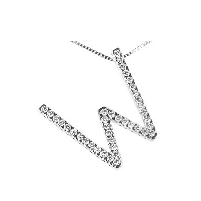 Diamond Initial W Charm Necklace
