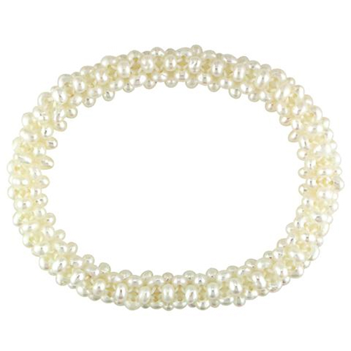 7 Multiple-row 4-5mm Potato White FW Pearl Elastic Bracelet