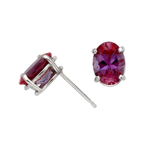 14K White Gold 3.50 CT TGW Synthetic Alexandrite Ear Pin Earrings