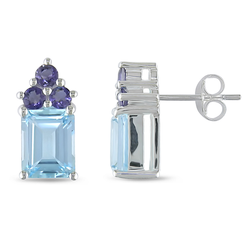 Sterling Silver 6.10 CT TGW Sky Iolite Blue Topaz Earrings