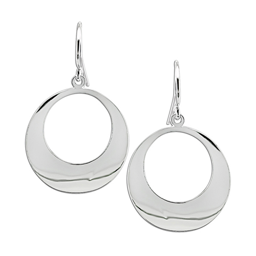 Silver Hook Circle Earrings shepherd hook backs
