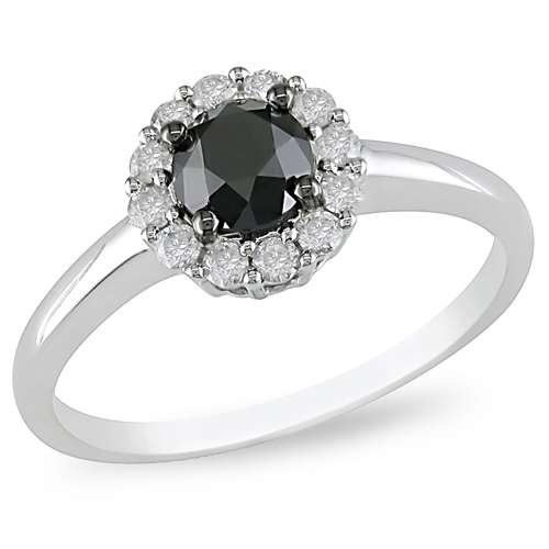 14K White Gold 1 CTW Black White Diamond Fashion Ring