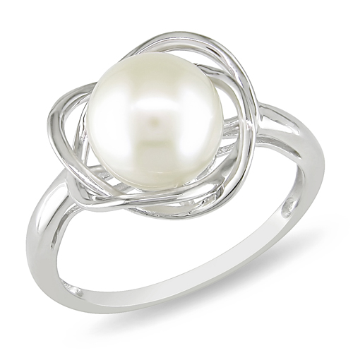 Sterling Silver 8.5 - 9 MM White Freshwater Pearl Fashion Ring